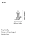 Gedetailleerde afmetingen van de 26,8 mm roestvrijstalen laars hanger voor sieraden - Stalen Stijl (A0491)