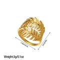 Detailed view of 18K gold plated hollow leaf open ring showing dimensions 1.78cm and 2cm - Double Layer Hollow Leaf Style (JZ22)