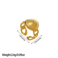 Detail of 18k gold plated stainless steel ring with sunburst oval face and chain band - Sunburst Cuban Link Style (JZ40)