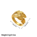 Detailed dimension guide showing height and diameter of the gold feather wrap ring - Double Layer Wrap Feather Leaf Style (JZ23)