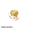 Detailed sizing chart for gold 18k plated sunburst star ring with measurements and weight - Starburst Relief Style (JZ42)