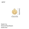 Detailed view of 18K gold plated North Star pendant with precise size and weight specs - Round Beaded Edge Sun Style (A0747) / Gold