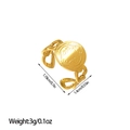 Detailed view of 18k gold plated leaf hollow ring with dimensions 1.78cm and 3g weight - Relief Coin Disc Style (JZ44)