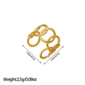 Detail view of 18K gold plated titanium ring showing precise width and diameter measurements - Wide Interlocking Circular Ring Style (JZ120)