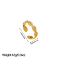 Detailed view of golden leaf texture ring with dimensions 1.78cm and weight 1.8g - Continuous Leaf Texture Design (JZ176)