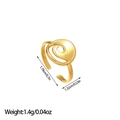 Detailed view of adjustable 18k gold plated snake ring showing dimensions and 1.32cm width - Round Spiral Vortex Design (JZ177)