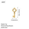 Gedetailleerde afmetingen van een gouden roestvrijstalen sleutel hanger voor DIY sieraden - Holle Golfsleutel-Goud (A0497)