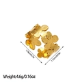 Detailed size chart of 18k gold plated floral leaf ring with weight and diameter info - Radial Texture Flower Style (JZ49)