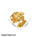Detail view of 18k gold plated stainless steel floral ring with product weight and size - Three Small Flowers Style (JZ51)