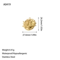 Detail van waterdichte roestvrijstalen oceaan hanger met reliëfpatroon en afmetingen - Koraal Oceaan Reliëf Stijl (A0419) / Goud