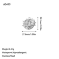 Technische tekening van een roestvrijstalen oceaanhanger met waterdichte kenmerken - Koraal Oceaan Reliëf Stijl (A0419) / Staalkleur