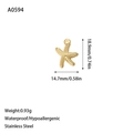 Detailed dimensions of a golden stainless steel starfish pendant with textured finish - Starfish Style (A0594) / Gold