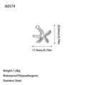 Detailed dimensions of a waterproof stainless steel starfish charm for jewelry making - Hollow Starfish Style (A0574) / Steel
