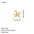 Detailed dimension guide for a waterproof gold starfish charm made of stainless steel - Hollow Starfish Style (A0574) / Gold