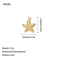 Detailed specs of a 23.6mm gold starfish pendant made of waterproof stainless steel - Sea Star Charm (A0348) / Gold
