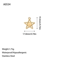 Gedetailleerde specificaties van de stervormige roestvrijstalen hanger met afmetingen - Pentagramvormige Hanger (A0534) / Goud