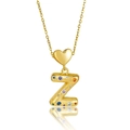 Détail du fermoir coeur doré et du pendentif lettre Z serti de zircons colorés - Style Lettre Z (X4042 Z)