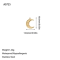 18k gold plated moon pendant dimensions 16.6mm by 12.6mm made of stainless steel - Double Star Grooved Moon Style (A0725) / Gold