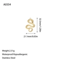 Detailed size view of a 18K gold plated stainless steel snake pendant with scale texture - S-Shaped Snake Style (A0354) / Gold