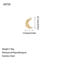 Detail of 18k gold plated crescent moon pendant in waterproof hypoallergenic stainless steel - Scroll Pattern Crescent Moon Style (A0726) / Gold