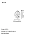 Detailed size specifications of stainless steel moon and star pendant, 21.3mm by 15.2mm - Oval Vintage Hammered Moon Style (A0704) / Steel
