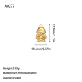 Detailed specs of golden stainless steel penguin pendant with dimensions and weight info - Penguin Shape (A0277) / Gold