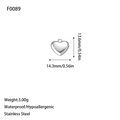 Detailed view of heart-shaped stainless steel charm with waterproof and hypoallergenic specs - Heart Style(F0089) / Steel