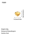 Detailed view of a golden stainless steel heart pendant with measurements and features - Heart Style(F0089) / Gold