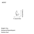 Technical drawing of a stainless steel heart pendant showing size 15.4mm x 11.5mm - Heart Style(A0767) / Steel