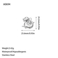 Pendentif morse en acier inoxydable avec dimensions de 24,2 mm de haut et 23,6 mm de large - Forme de Morse (A0694) / Argent