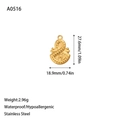 Detailed size specifications for a gold evil eye pendant in stainless steel material - Vintage Ripple Dot Teardrop Style (A0516) / Gold