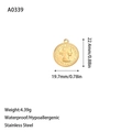 Detail view of oval Virgin Mary gold pendant showing dimensions of 22.4mm by 19.7mm - Elizabeth II Round Coin (A0339) / Gold