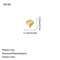 Detailed view of golden stainless steel heart pendant with size and weight specs - Heart Style(A0146) / Gold