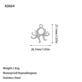 Vue détaillée du pendentif poulpe en acier inoxydable étanche avec spécifications - Forme de Poulpe Creux (A0664) / Argent