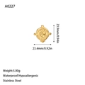 Macro view of stainless steel Virgin Mary coin pendant showing exact 23.9mm size specs - Cross Star Base Coin (A0227) / Gold