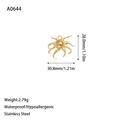 Vue détaillée du pendentif poulpe or 18K avec dimensions 30,8mm et 28,0mm indiquées - Forme de Poulpe Organique (A0644) / Or