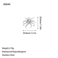 Détail du pendentif pieuvre montrant les dimensions et l'acier inoxydable imperméable - Forme de Poulpe Organique (A0644) / Argent