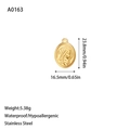 Macro detail of oval gold Virgin Mary pendant showing 23.8mm dimensions and weight - Virgin Mary Oval Pendant (A0163) / Gold