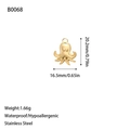 Vue détaillée du pendentif poulpe doré en acier inoxydable avec dimensions et poids - Forme de Poulpe Réaliste (B0068) / Or