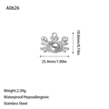 Vue détaillée d'un pendentif crabe en acier inoxydable avec dimensions précises - Grande Forme de Crabe (A0626) / Argent