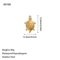 Détail du pendentif tortue en acier inoxydable doré avec mesures de dimension - Forme de Tortue Classique (A0168) / Or