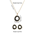 Titanium steel jewelry set details showing weight and size for necklace and earrings - Irregular Oval Style (TZ55) [Black]