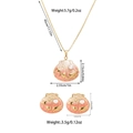 Detailed view of sea shell jewelry set dimensions including pink necklace and earrings - Red Seashell Style (TZ52) / Red