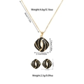 Detailed dimensions of gold titanium steel necklace and earring set with black enamel - Spiral Square Style (TZ56) [Black]