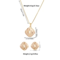 Detailed view of pink enamel jewelry set with necklace and earring dimensions and weights - Spiral Square Style (TZ56) [White]