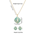Detailed view showing dimensions and weight of titanium jewelry set with enamel - Spiral Square Style (TZ56) [Blue]