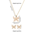 Detailed view of titanium steel jewelry set showing necklace and butterfly earrings size - White Butterfly Style (TZ54)