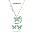 Detail view of butterfly jewelry set with green enamel finish and size specifications - Blue Butterfly Style (TZ54)