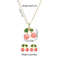 Detailed specs of pink cherry heart pendant necklace and matching earrings set - Cherry Shape Style (TZ58) / Red