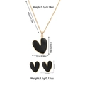 Detailed dimensions of the black heart necklace and earring set in gold-tone plating - Textured Heart Style (TZ59) / Black